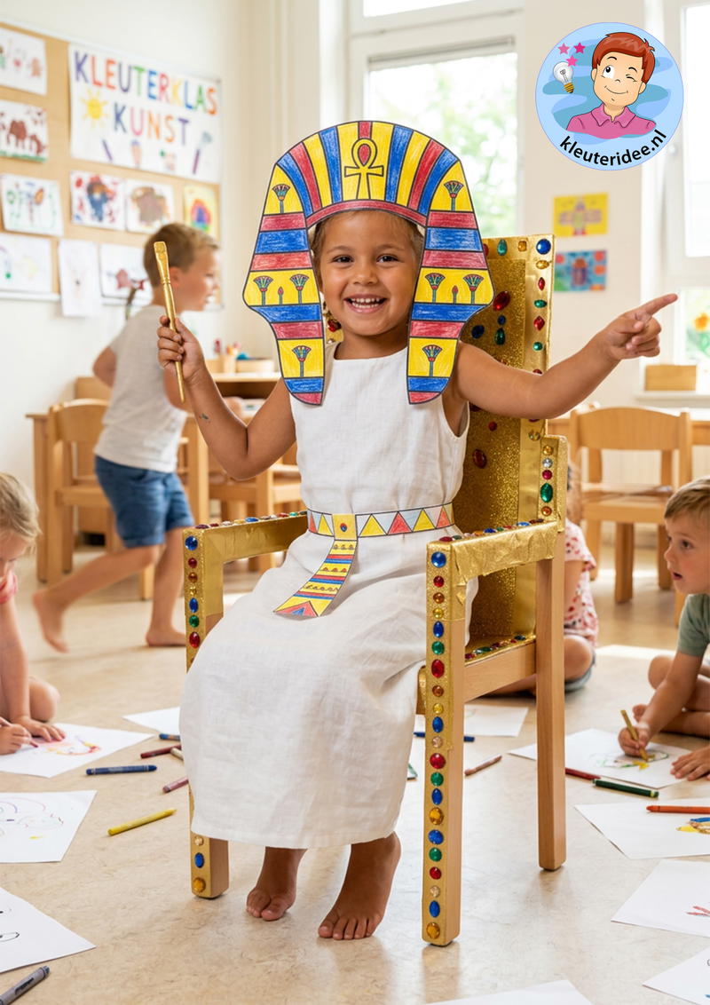 Spelhoek nijl en Egyptische hoed kleuteridee 